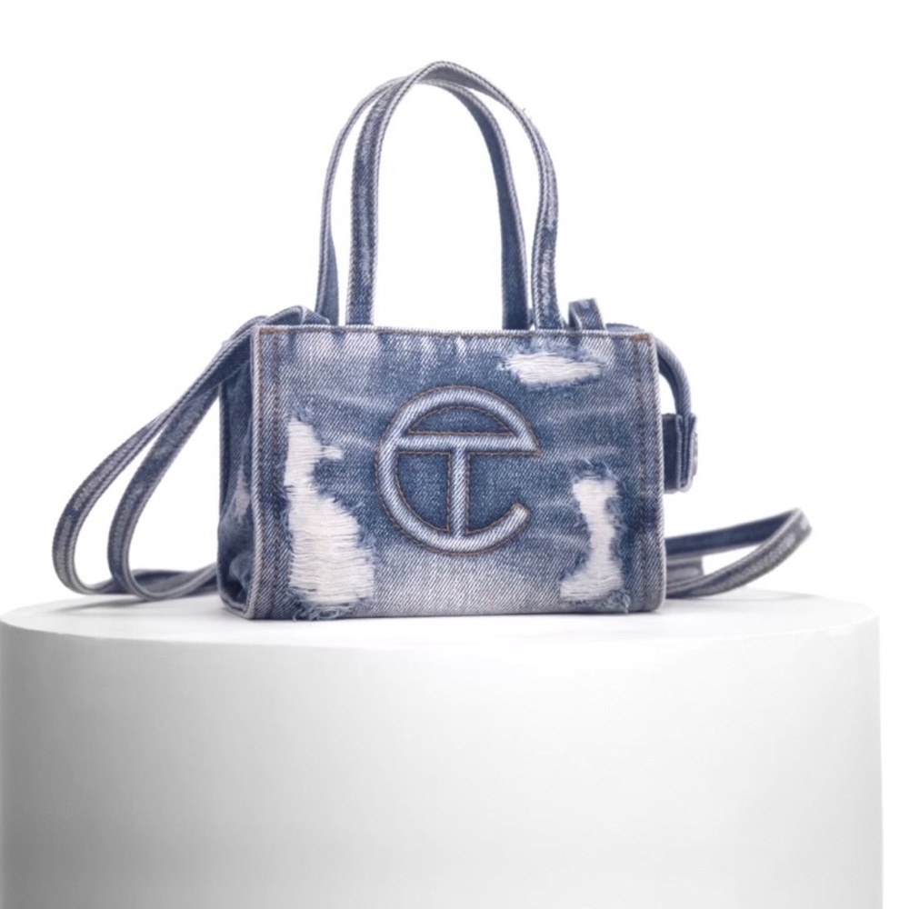 Telfar Distressed Denim Small Bag